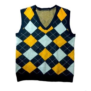 Navy, White & Yellow Argyle Sweater Vest